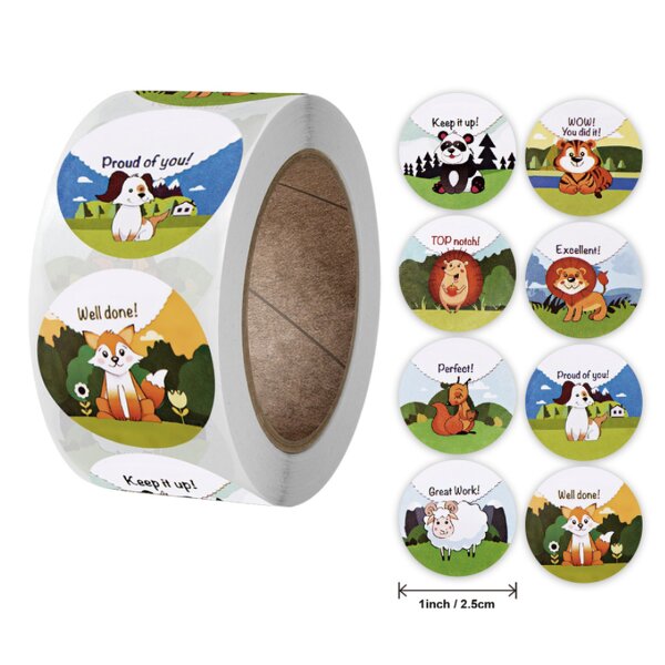 Teacher Reward Stickers - 500 Pcs Roll 1 Inch 8 Design Customized Motivational Kids