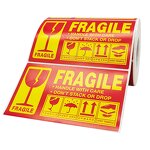 Fragile Warning Labels - Adhesive Sticker Roll for Shipping Packaging Glass Goods