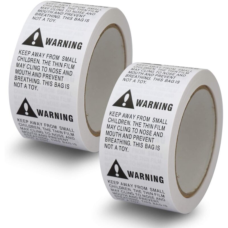 Choking Hazard Sticker - 50x50mm Warning Self-Adhesive Poly Bag Suffocation Label