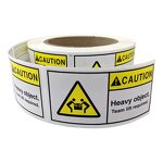 Heavy Handling Labels - 3''X2'' Roll Yellow Caution Safety Warning Package Sticker