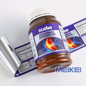 Supplement Bottle Label - Custom Logo Matte Waterproof Bright Silver Metalized Bopp