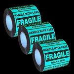 Fragile Stickers - Red Stamp 2" X 3" Handle With Care Packing Roll Glass Label
