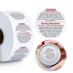 Candle Warning Stickers - 1.5 Inch Round Waterproof Soy Wax Votives Jar Container