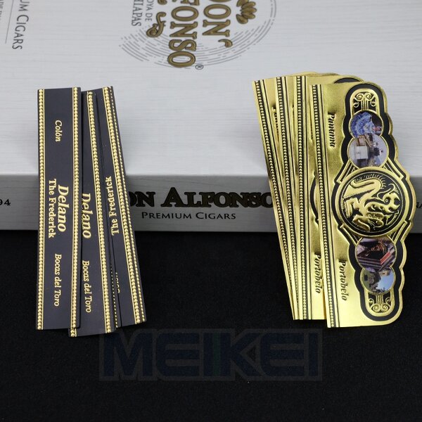 Black Cigar Labels - Gold Foil Embossed Custom Logo High Quality Printing Sticker