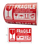 Fragile Warning Labels - Adhesive Sticker Roll for Shipping Packaging Glass Goods