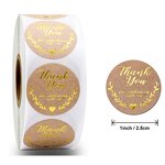 Gold Kraft Sticker - Food Box Packaging Label Roll Thank You Small Business