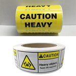 Heavy Handling Labels - 3''X2'' Roll Yellow Caution Safety Warning Package Sticker