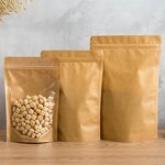 Coffee Kraft Pouch - Custom Recycled Flat Bottom Paper Bag Food Packaging Coffee