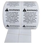 Choking Hazard Sticker - 50x50mm Warning Self-Adhesive Poly Bag Suffocation Label