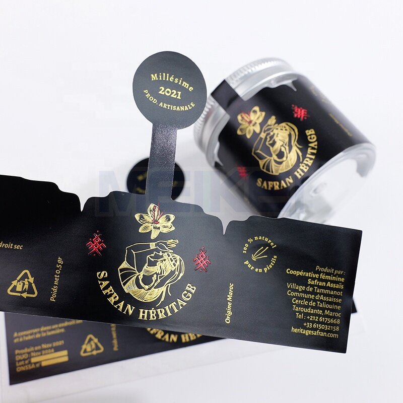 Food Packaging Label - Gold Foil Stamping Honey Spice Glass Jar Container Sticker