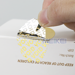 Gold Tamper Labels - Custom Logo Waterproof Cosmetics Perfumes Warranty Void Seal
