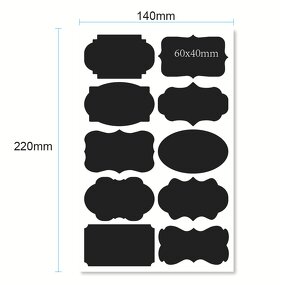 Black Vinyl Labels - Assorted Shape Erasable Removable Chalkboard Kitchen Pantry Jar