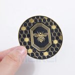 Honey Label Stickers - Custom Logo Gold Foil High Quality Textured Paper Printing