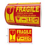 Fragile Warning Labels - Adhesive Sticker Roll for Shipping Packaging Glass Goods