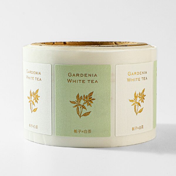 Perfume Label Roll - Custom Special Textured Paper Embossed Gold Foil Luxury Sticker