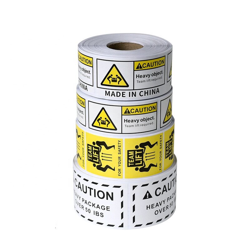 Heavy Warning Labels - Fluorescent Yellow Bold Letters Triangle Transport Caution