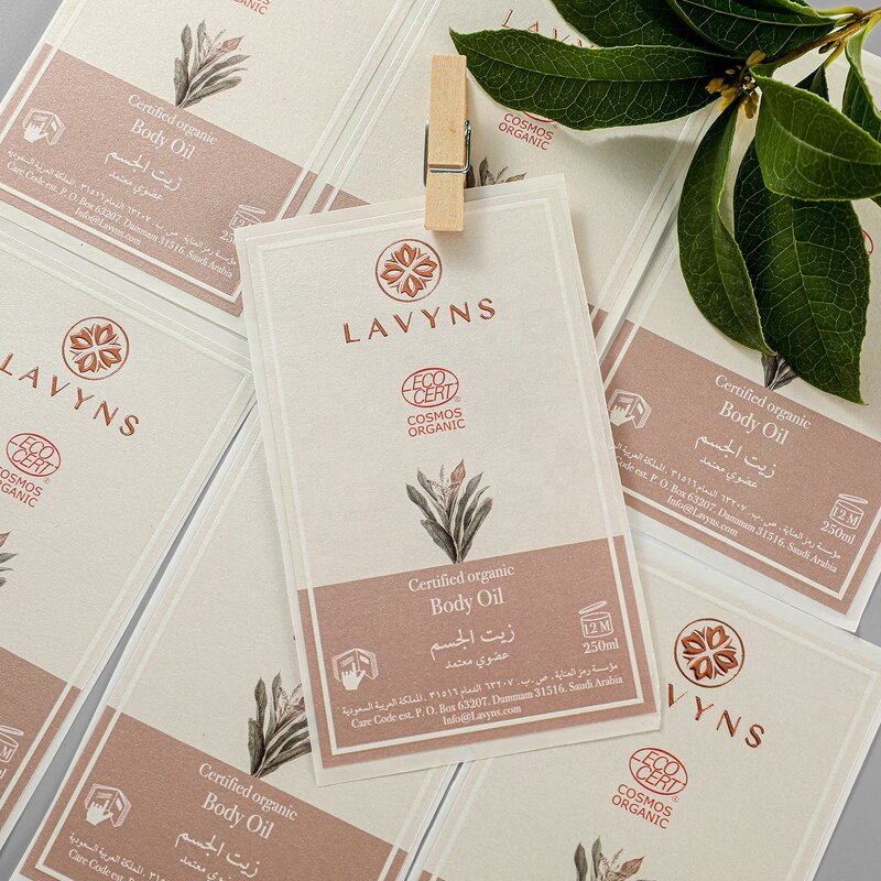 Perfume Bottle Label - Custom Printing Rose Gold Foil Emboss 30Ml Roll on Glass