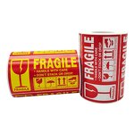 Fragile Stickers - Red Stamp 2" X 3" Handle With Care Packing Roll Glass Label