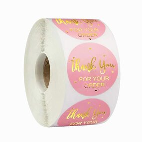 Thank You Stickers - Wholesale Custom Circle Round Cute Pink Small Business Label