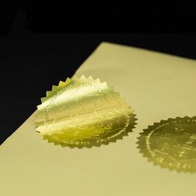 Box Sealing Sticker - Custom Embossed Logo Gold Aluminium Foil Adhesive Bottle Seal