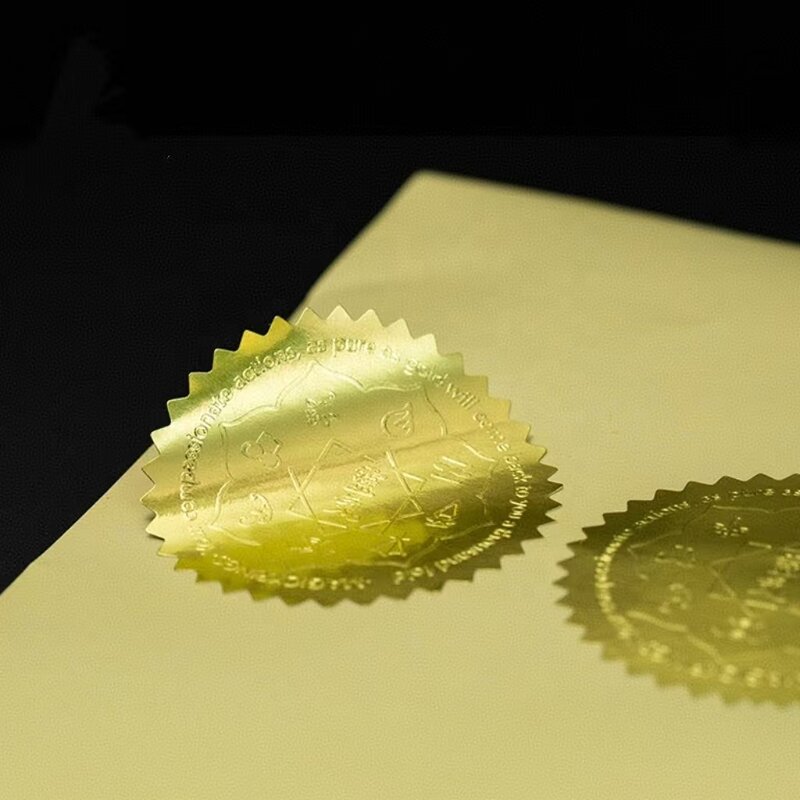 Box Sealing Sticker - Custom Embossed Logo Gold Aluminium Foil Adhesive Bottle Seal