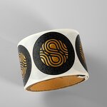 Round Stickers - Custom Textured Linen Paper Die Cut Raised UV Spot Gloss Sticker