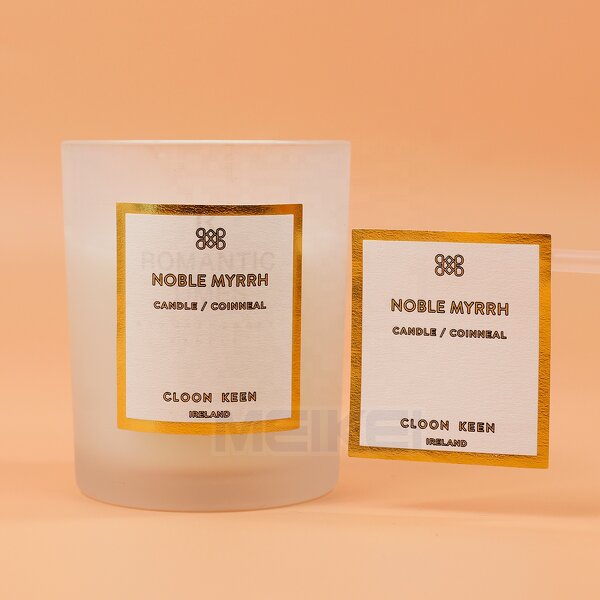 White Jar Labels - Hot Sale Texture Paper Gold Foil 3D Epoxy Custom Logo Candle Jar