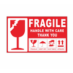Fragile Warning Labels - Adhesive Sticker Roll for Shipping Packaging Glass Goods