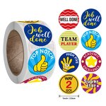Teacher Reward Stickers - 500 Pcs Roll 1 Inch 8 Design Customized Motivational Kids