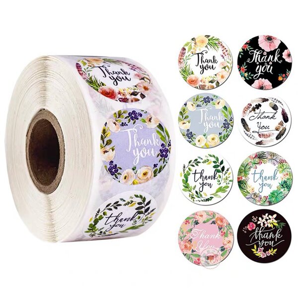 Thank You Label Roll - Customized Adhesive Seal Round Sticker Roll Packaging Label