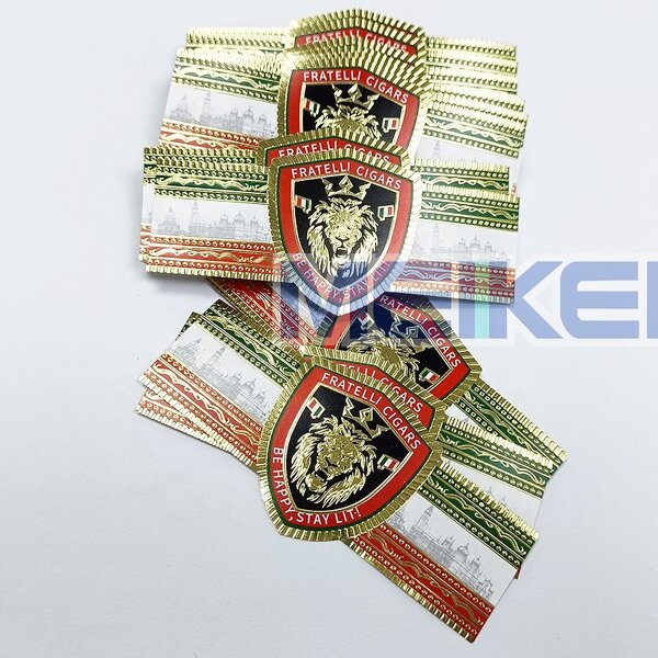 Cigar Ring Labels - Factory Custom Logo Gold Foil Embossed Process Cigar Band