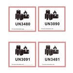 Battery Warning Label - UN3090 UN3091 UN3480 UN3481 Lithium Ion Adhesive Caution