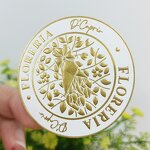 Round Paper Sticker - Custom Luxury Gold Foil Emboss Raised Uv Linen Textured Waterproof