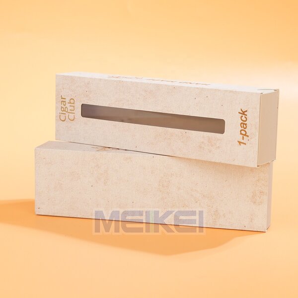 Cigar Drawer Box - 400G Soft Touch Custom Logo Gold Foil Matte Paper with Window