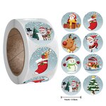Christmas Vinyl Sticker - 1 Inch Various Designs Cartoon Gift Label Roll Sticker