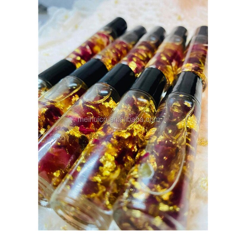 Vegan Lip Gloss - Manufacturer - OEM/ODM Moisturizing Rose Petals 24k Gold Lip Oil Scent Oils