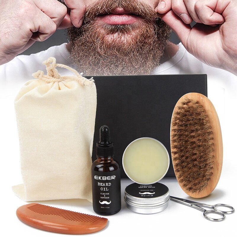 Beard Growth Kit - Manufacturer - Wholesale Silicone-Free Vegan Oil Relieve Itching Conditioner Men Gift Set