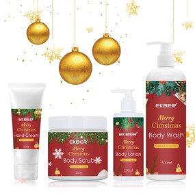 Christmas Bath Gift Set - Factory - Wholesale 4 Pieces Handcream Scrub Body Lotion Organic Body Care Set