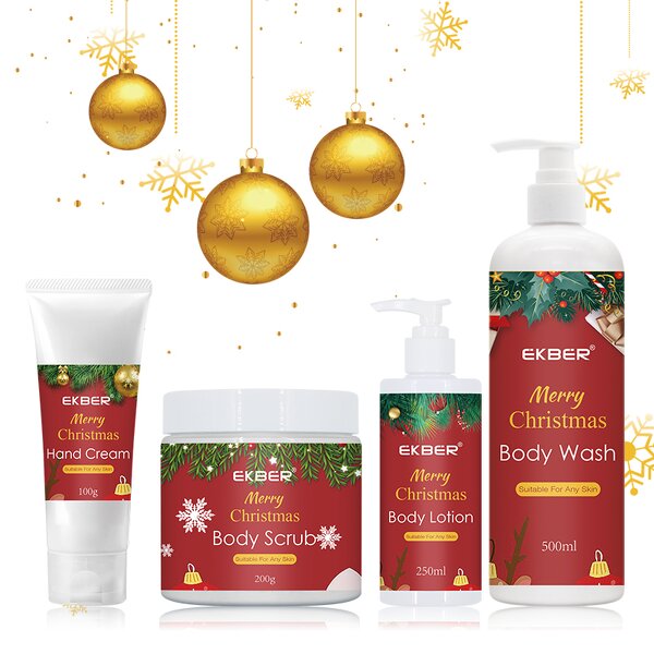 Christmas Bath Gift Set - Factory - Wholesale 4 Pieces Handcream Scrub Body Lotion Organic Body Care Set