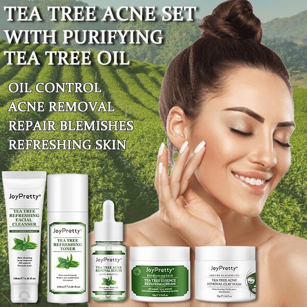 Tea Tree Skin Care Set - Manufacturer - Wholesale Korea Organic Acne Repair Face Wash Toner Serum Cream Set