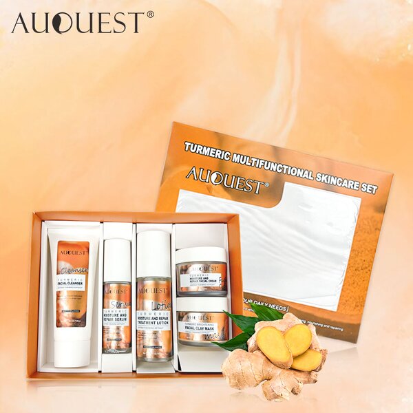 Turmeric Acne Skincare Set - Factory - Organic Whitening Dark Spot Remover Cream Toner Serum Mask Set