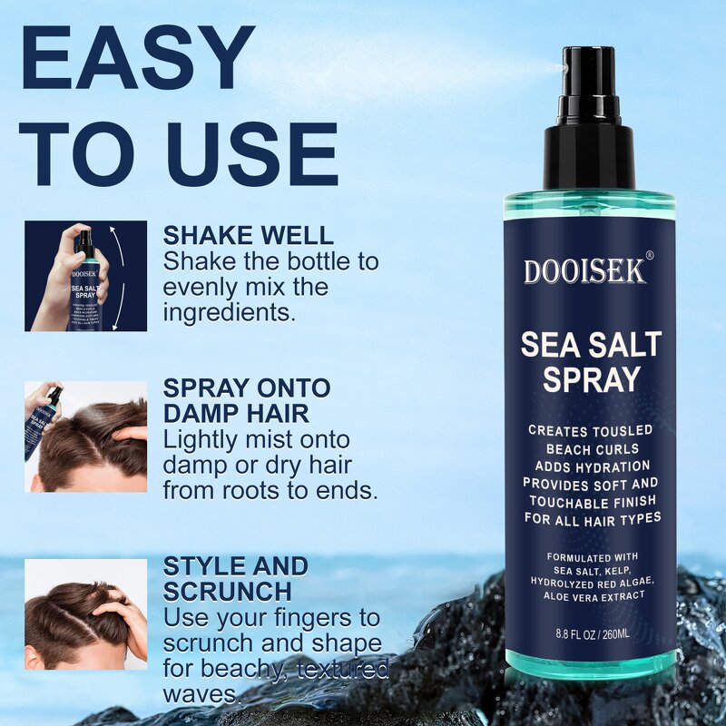 Sea Salt Hair Spray Manufacturer - Hot Sale with Kelp Extract No Residue Fluffy