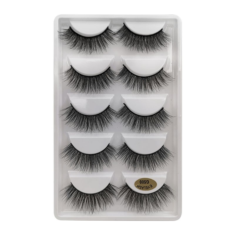 Faux Mink Lashes Manufacturer - OEM 5 Pairs Handmade Thick Synthetic Hair Lashes