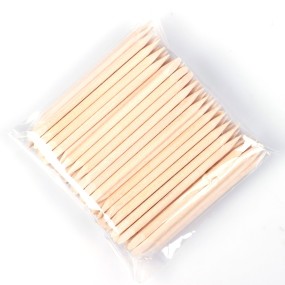 Nail Art Tool Supplier - OEM High-Grade 100-Pieces Wooden Cuticle Pusher Double-Headed