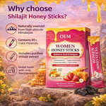 Shilajit Honey Sticks Manufacturer - Strawberry Flavor with Ferulic Acid & Vitamin
