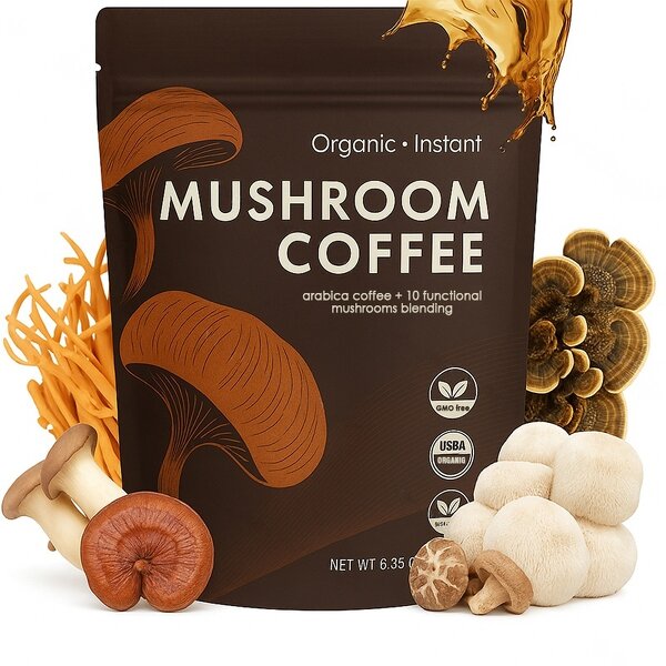 Mushroom Coffee Manufacturer - Vegan Low Acid Rich Chocolate Flavor for Energy