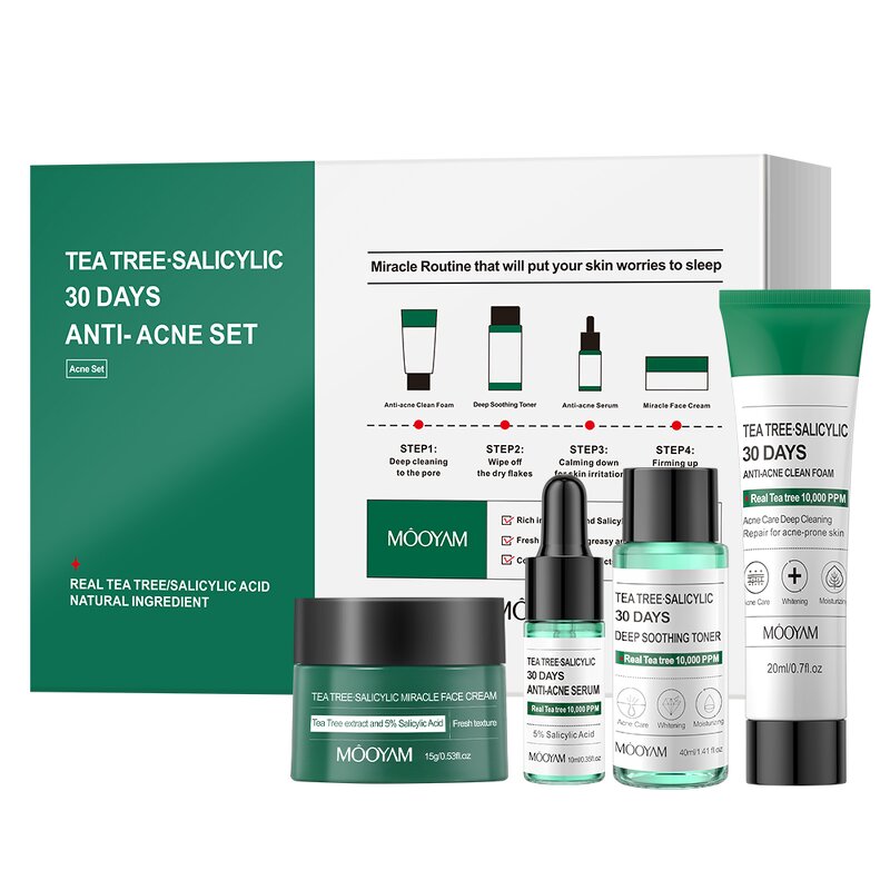 Skin Care Set Manufacturer - Tea Tree Salicylic Acid Anti-Pimple Cleanser Toner Essence