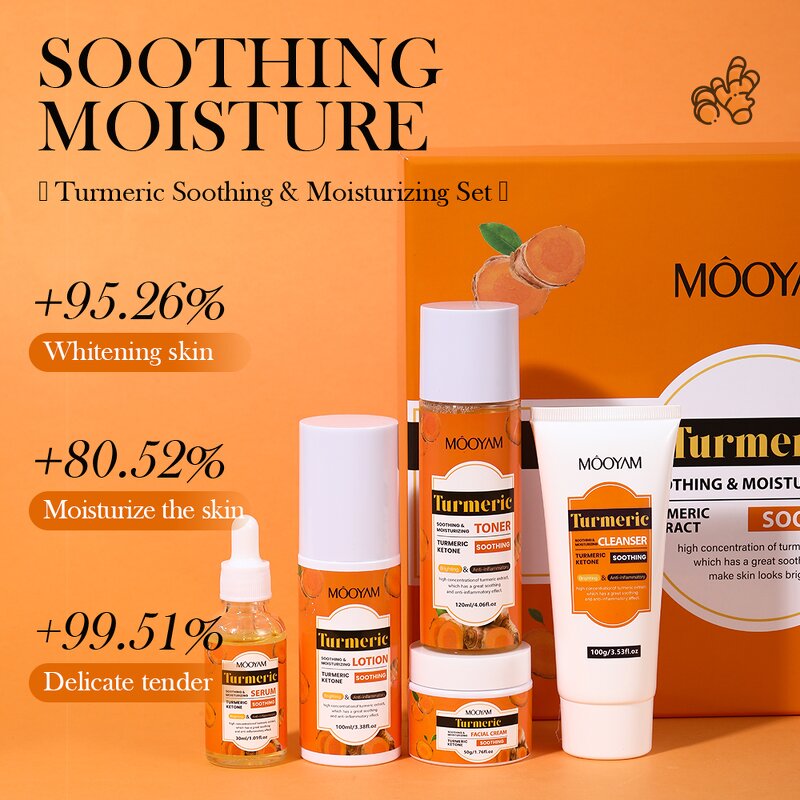 Skincare Set Manufacturer - 100% Turmeric Organic 5 Pieces Soothing Whitening Brightening