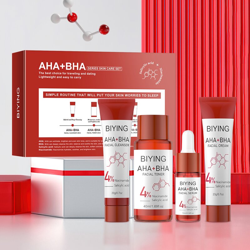 Skin Care Set Manufacturer - AHA+BHA Four Component Cleanser Toner Essence Cream