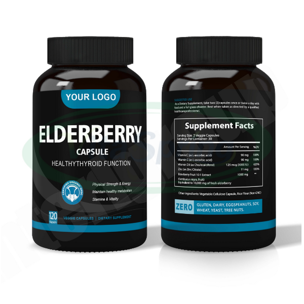Elderberry Capsules Manufacturer - Antioxidant Black Extract with Vitamin C Health Care & VitaSpring OEM